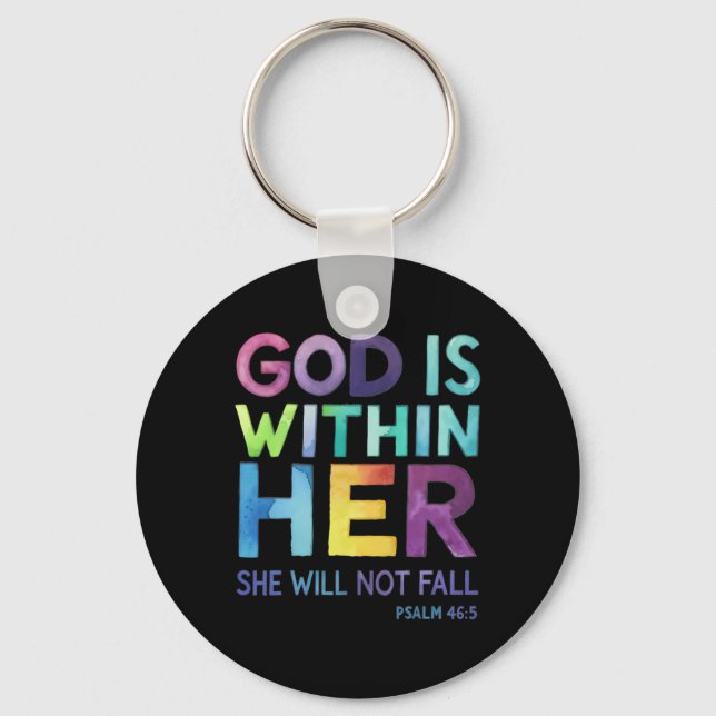 God Is Within Her She Will Not Fail Psalm 465 Reli Keychain (Front)