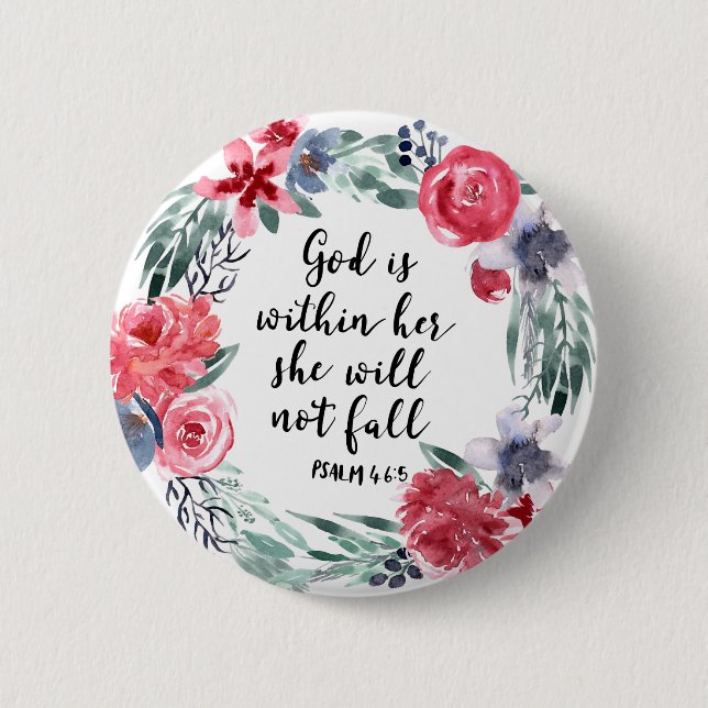 God is within her she will not fall 2 inch round button (Front)