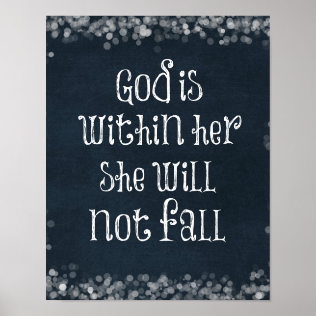 God is Within Her, She Will Not Fall Bible Verse Poster (Front)