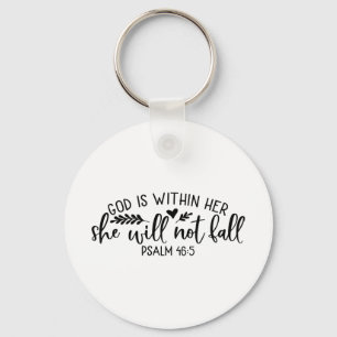God Is Within Her She Will Not Fall Keychain