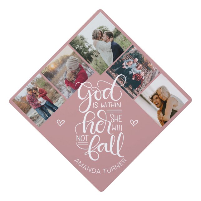 God is within her, she will not fall - Photo Graduation Cap Topper (Front)