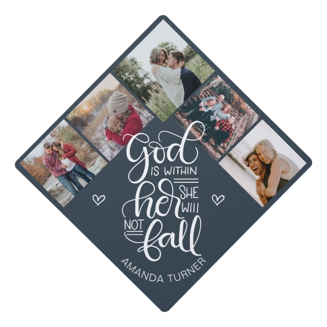 God is within her, she will not fall - Photo Graduation Cap Topper (Front)