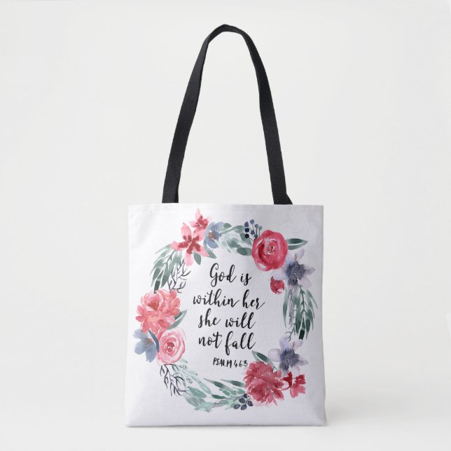 God is within her she will not fall tote bag (Front)