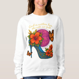God is within her sweatshirt