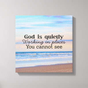 God is working Christian typography Biblical  Canvas Print