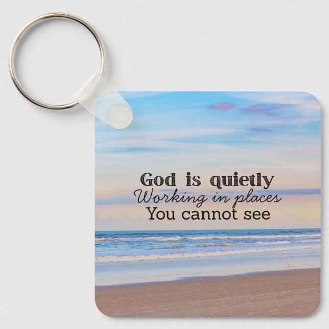 God is working Christian typography Biblical  Keychain (Front)