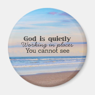 God is working Christian typography Biblical Magnet