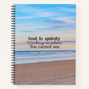 God is working Christian typography Biblical Notebook