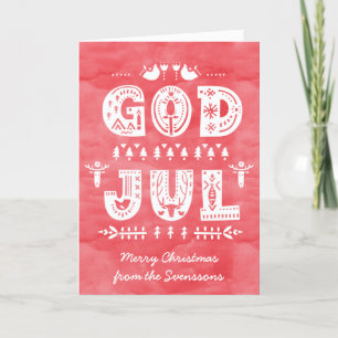 God Jul Carte de Noël suédoise Scandi Style Script