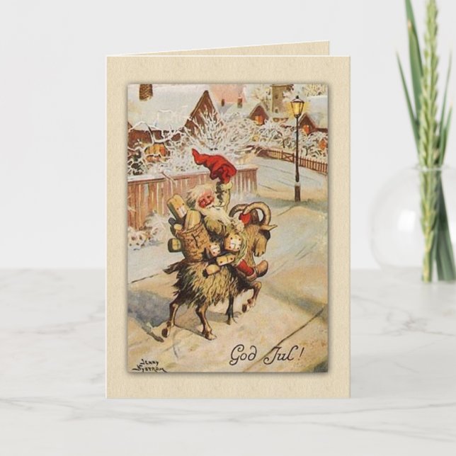 God jul | Christmas  Goat |  Sweden Nyström Holiday Card (Front)