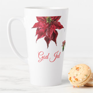 God Jul Christmas Stocking – Festive Poinsettia  Latte Mug
