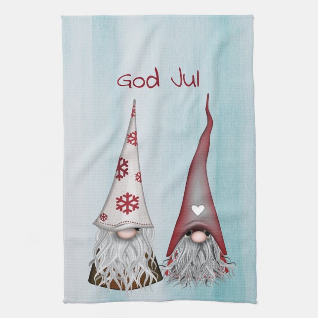 God Jul Gnome Kitchen Hand Towel (Vertical)