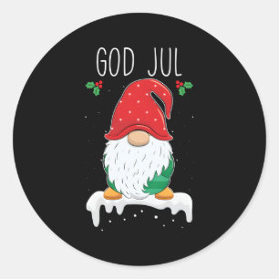 God Jul Gnome Swedish Tomte Gnome Scandinavian Classic Round Sticker