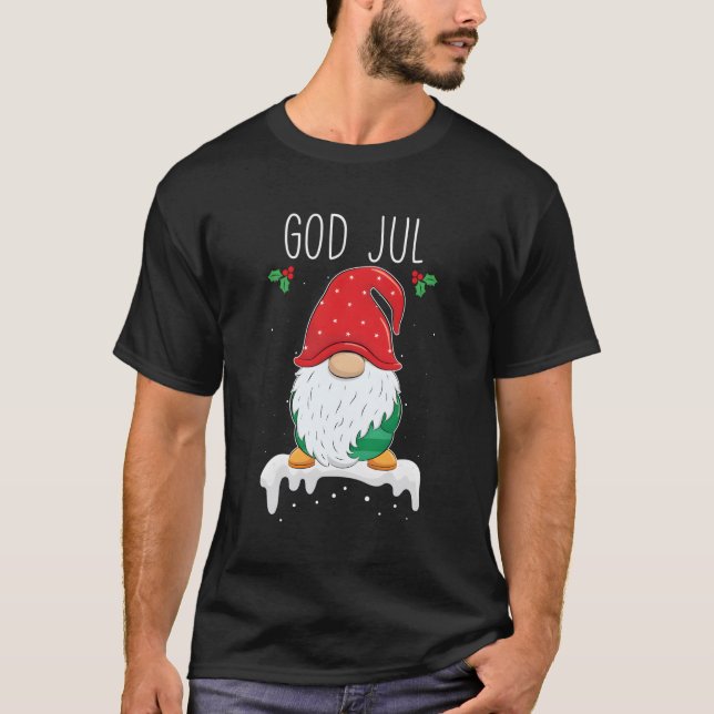 God Jul Gnome Swedish Tomte Gnome Scandinavian T-Shirt (Front)