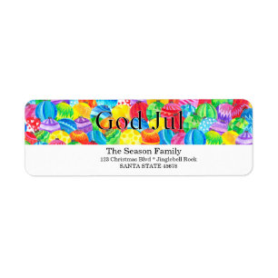 God Jul handpainted watercolor label