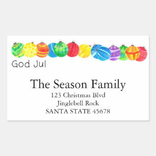 God Jul handpainted watercolor label