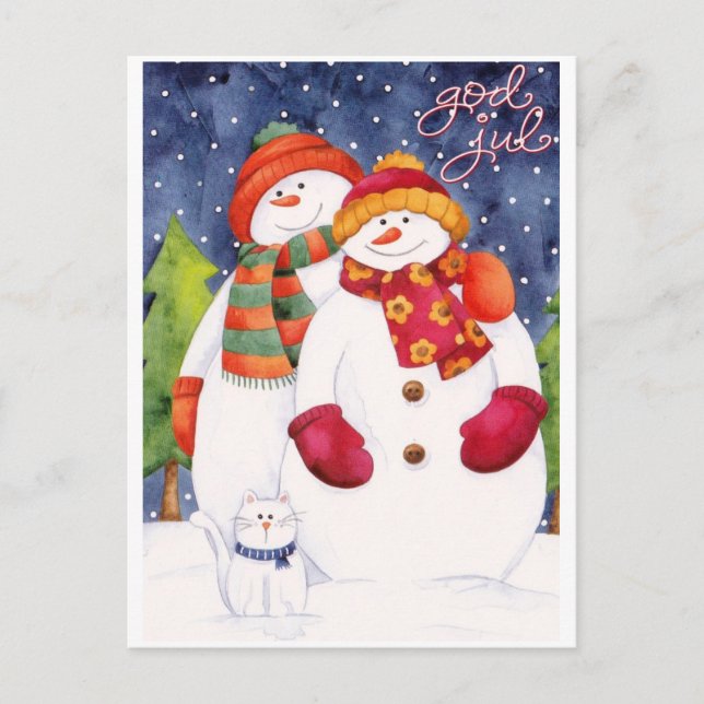 God Jul / Happy Christmas Holiday Postcard (Front)