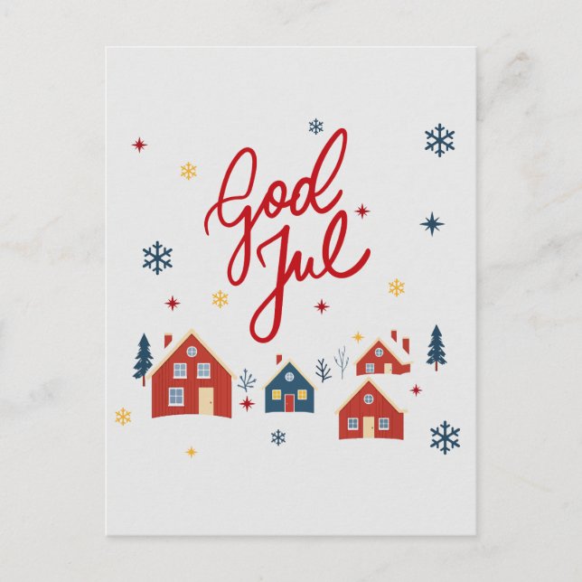God Jul — Merry Christmas from the North! Holiday Postcard (Front)