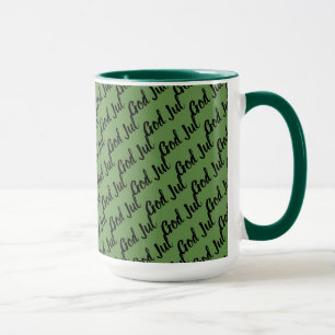 God Jul--merry Christmas in Swedish script in patt Mug
