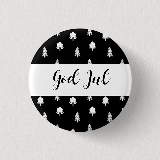 God Jul Merry Christmas Scandinavian pattern gift 1 Inch Round Button (Front)