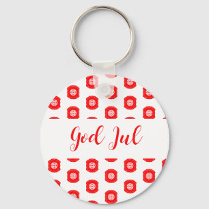God Jul Merry Christmas Scandinavian pattern gift Keychain