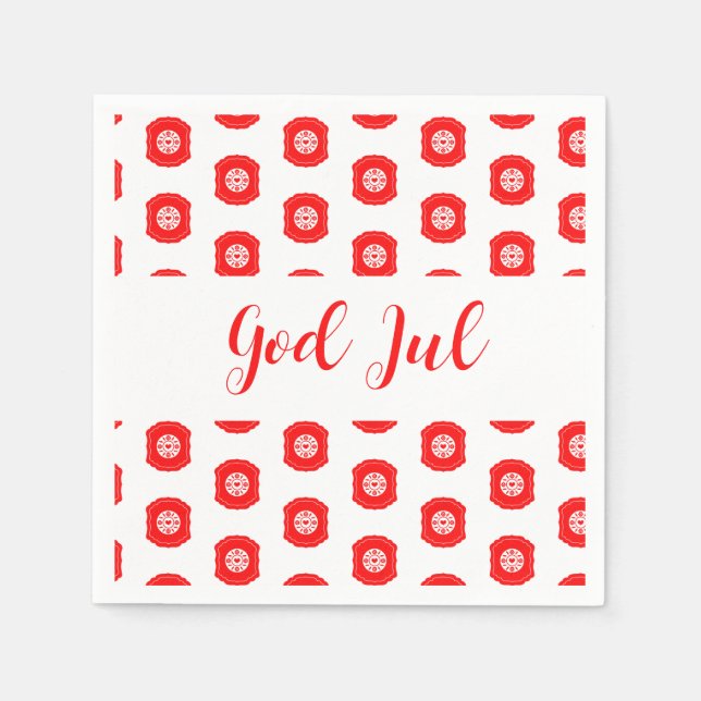 God Jul Merry Christmas Scandinavian pattern gift Napkin (Front)