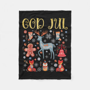 God Jul Nordic Reindeer Cottagecore Scandinavian C Fleece Blanket