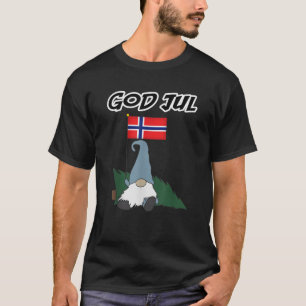 God Jul Norwegian Gnome Merry Christmas Norway Tee