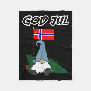 God Jul Norwegian Gnome Merry Christmas Norway Tee Fleece Blanket