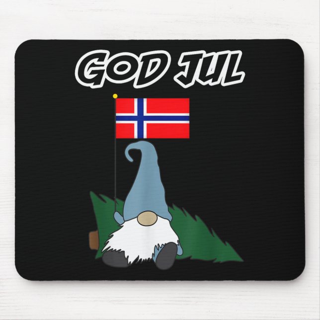 God Jul Norwegian Gnome Merry Christmas Norway Tee Mouse Pad (Front)