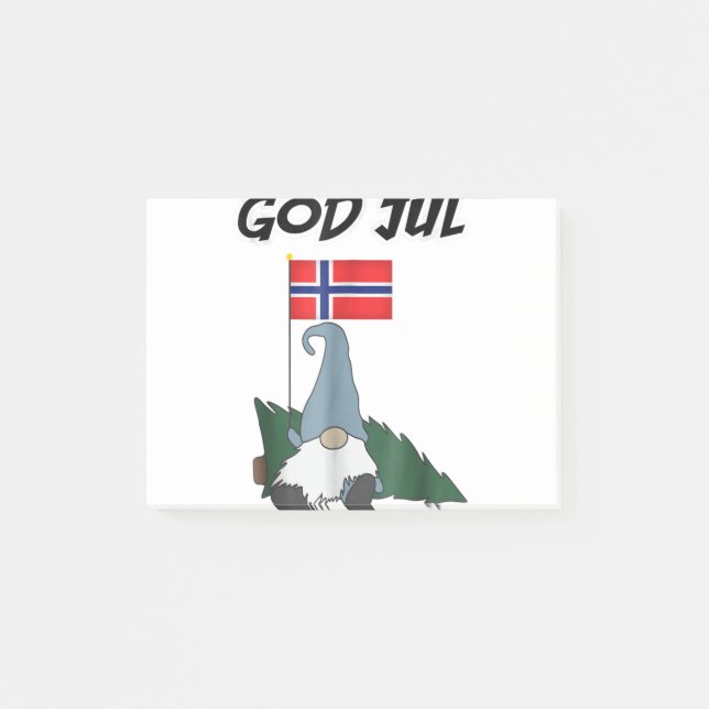 God jul norwegian gnome t merry christmas norway.p post-it notes (Front)