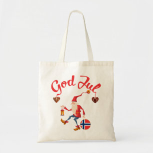 God jul norwegian merry christmas norway tomte gno tote bag