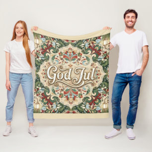 God Jul Norwegian Norway Christmas Fleece Blanket