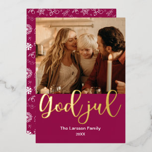 God Jul, Norwegian & Swedish Merry Christmas Foil Holiday Card