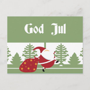 God Jul Santa Holiday Postcard