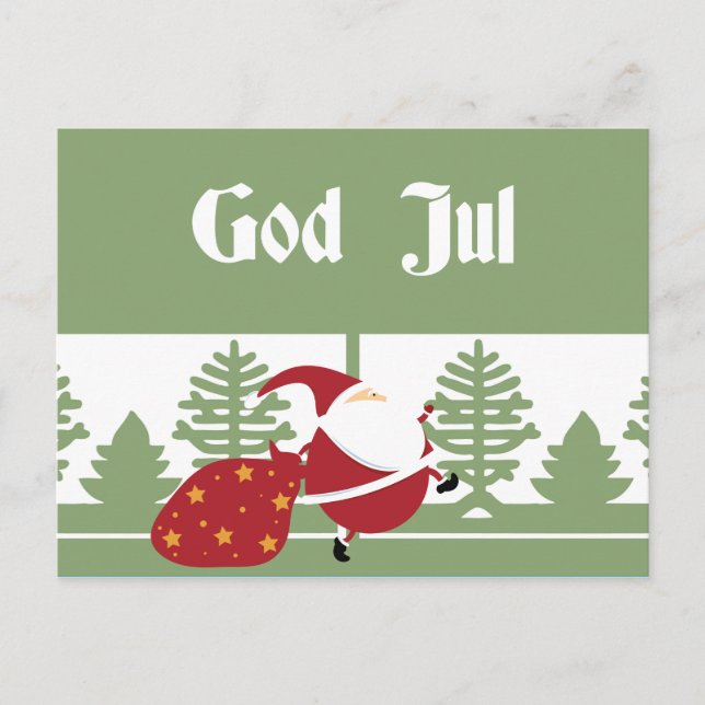 God Jul Santa Holiday Postcard (Front)