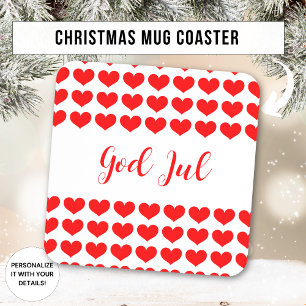 God Jul Scandinavian Christmas gift for friend mom Coaster