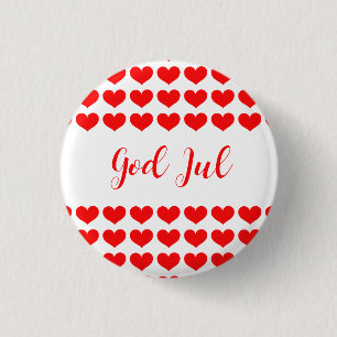 God Jul Scandinavian Christmas gift volunteer  1 Inch Round Button