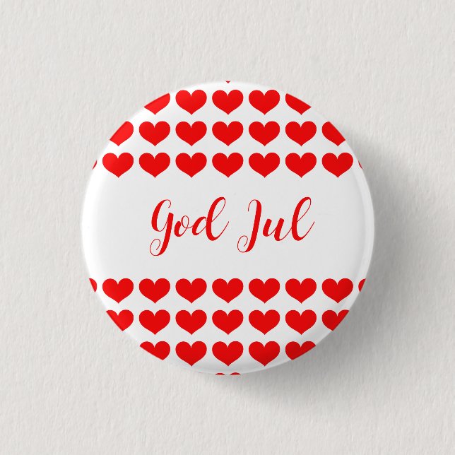 God Jul Scandinavian Christmas gift volunteer  1 Inch Round Button (Front)