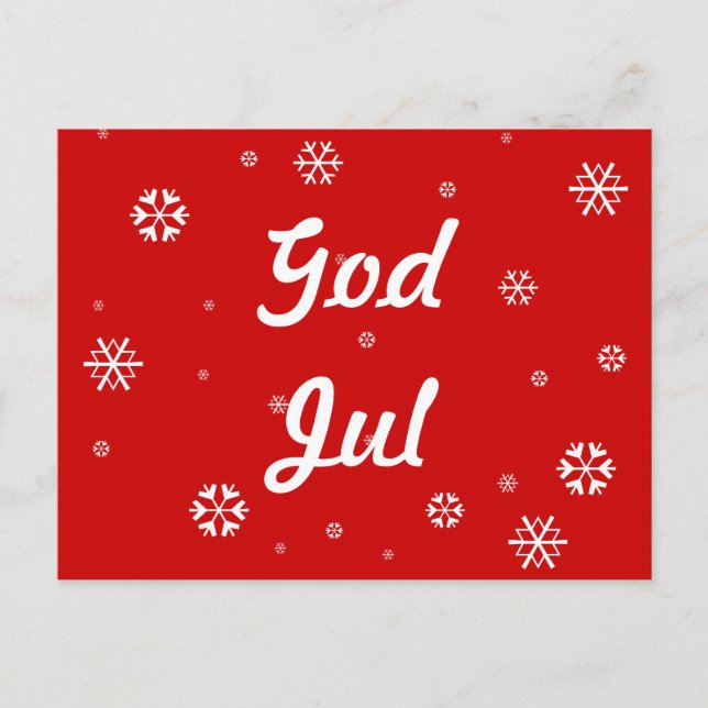 God Jul Snowflakes Postcard (Front)
