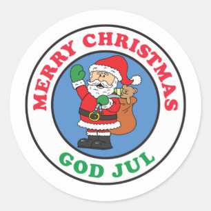 God Jul Swedish Christmas Santa Classic Round Sticker