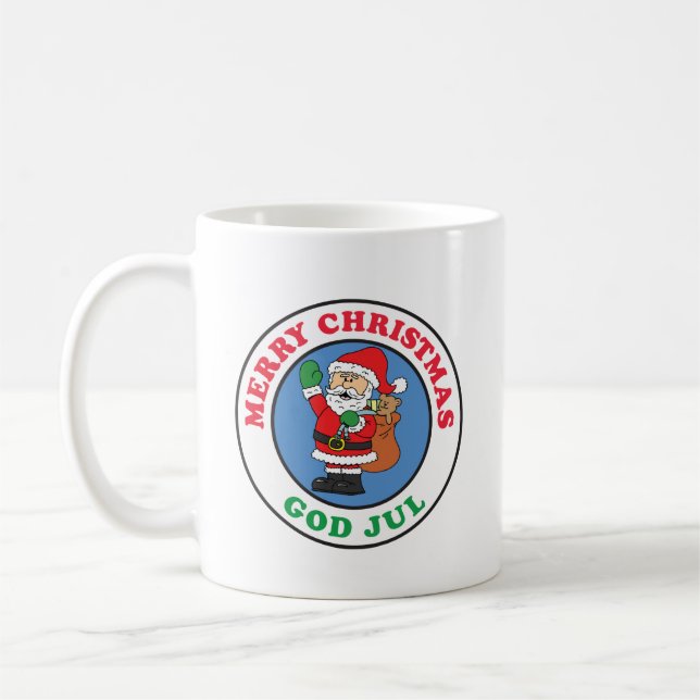 God Jul Swedish Christmas Santa Coffee Mug (Left)