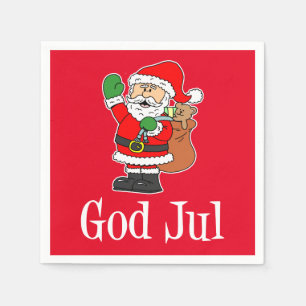 God Jul Swedish Christmas Santa Napkins