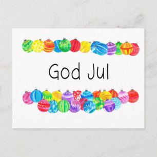 God Jul Swedish Christmas , watercolor Postcard