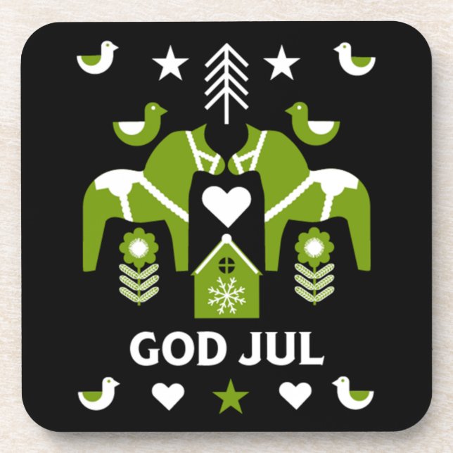 God Jul Swedish Folk Art      Coaster (Front)