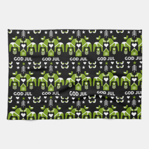God Jul Swedish Folk Art Kitchen Towel