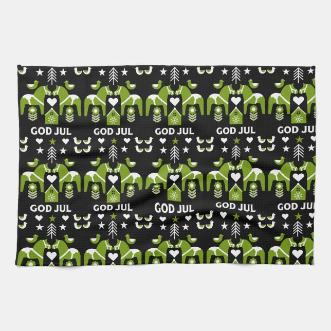 God Jul Swedish Folk Art      Kitchen Towel (Horizontal)