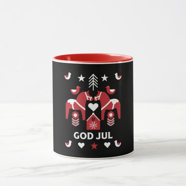 God Jul Swedish Folk Art L Mug (Center)