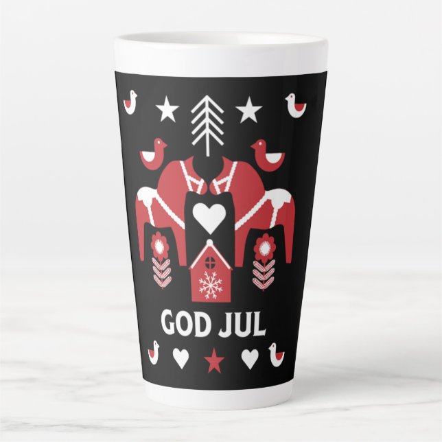 God Jul Swedish Folk Art   Latte Mug (Front)