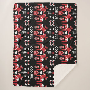 God Jul Swedish Folk Art    Sherpa Blanket